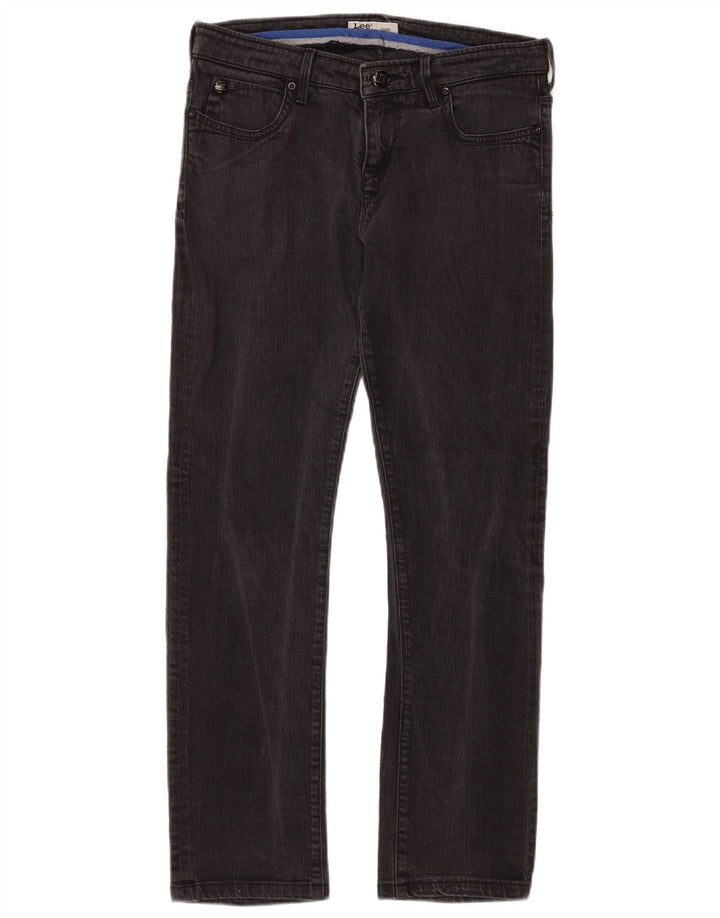 Lee Damen Straight Jeans W29 L30 Schwarze Baumwolle