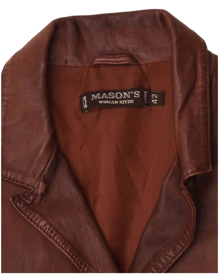 Mason's Damen-Blazerjacke aus Leder mit 3 Knöpfen IT 42 Mittelbraun