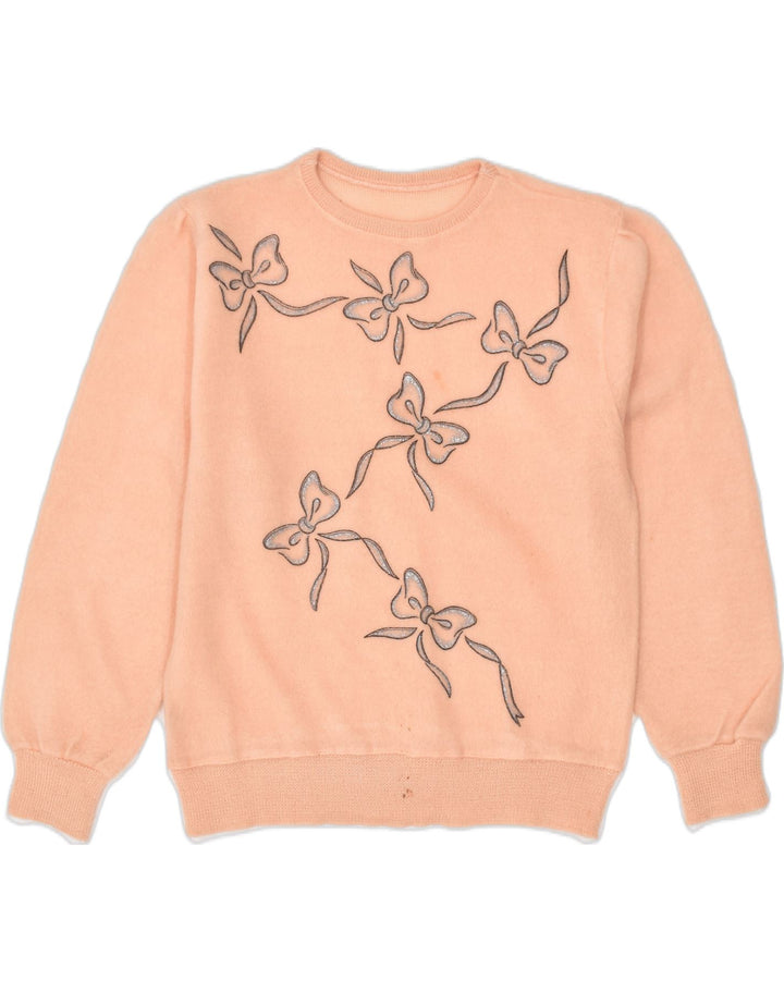 VINTAGE Womens Graphic Crew Neck Jumper Sweater UK 14 Large Orange Floral | Vintage | Thrift | Second-Hand | Used Clothing | Messina Hembry 