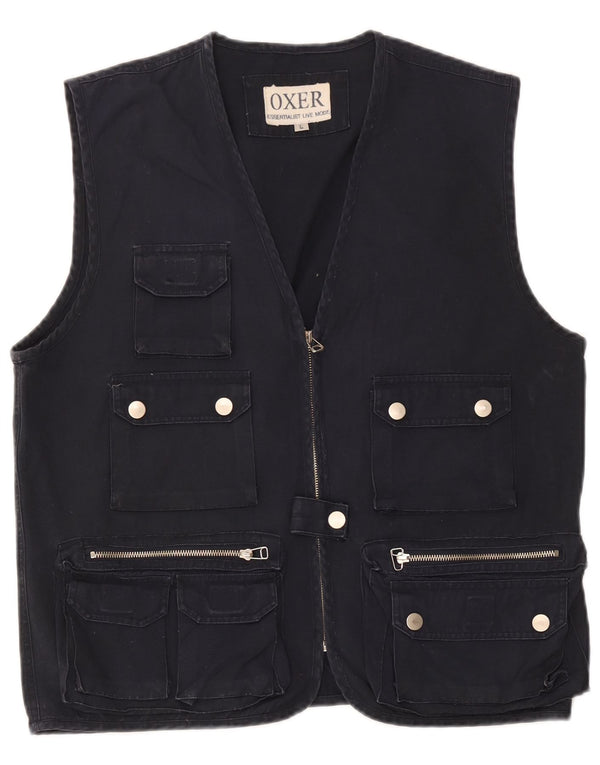 OXER Herren-Utility-Gilet UK 40 Große marineblaue Baumwolle