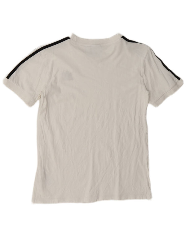 Adidas Damen Grafik T-Shirt Top UK 10 Small Weiße Baumwolle