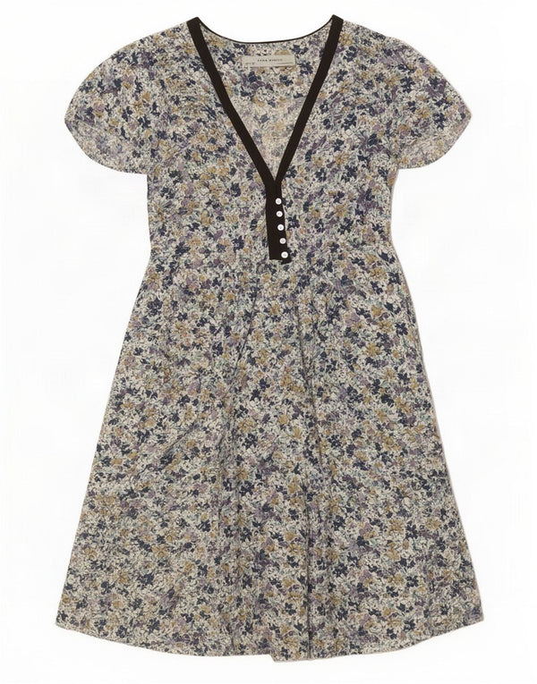 Zara Damen A-Linien-Kleid UK 12 Medium Mehrfarbig geblümt