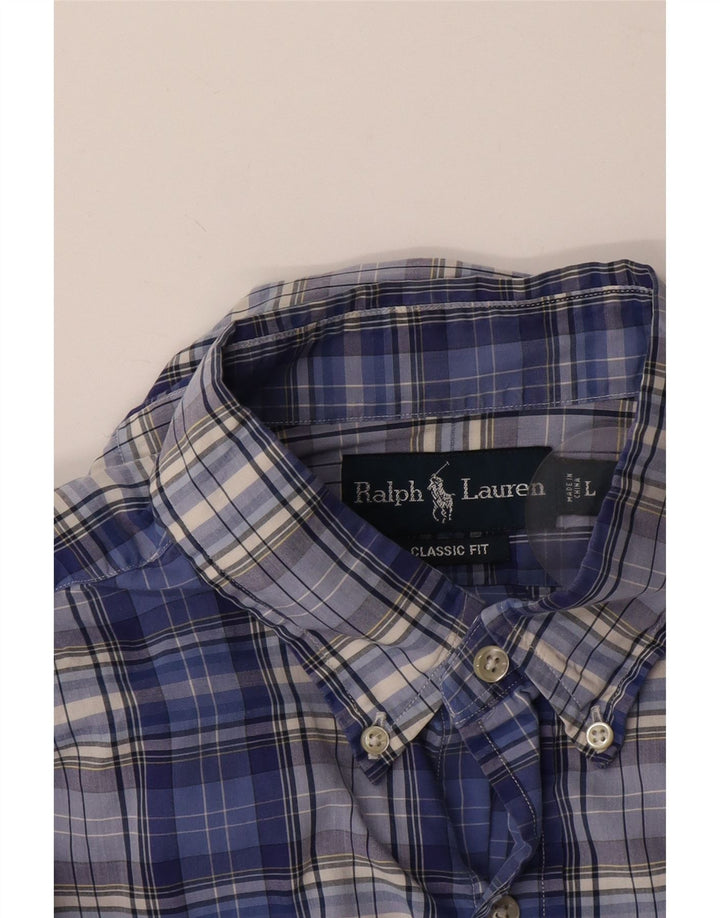 Ralph Lauren Herren-Hemd mit klassischer Passform, groß, marineblau, kariert, Baumwolle