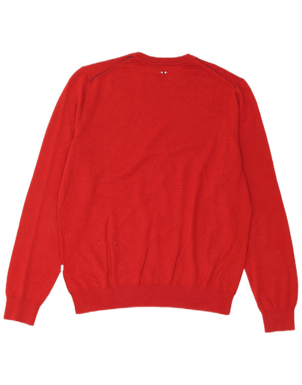Napapijri Herren-Pullover mit Rundhalsausschnitt, mittelrote Merinowolle