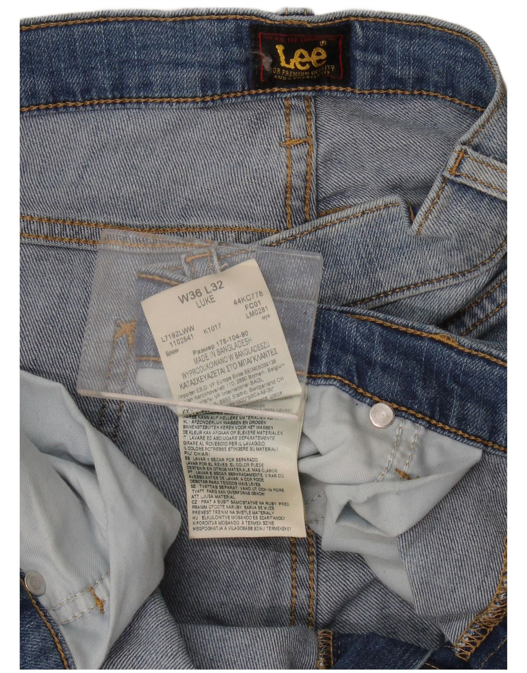 Lee Herren Luke Slim Jeans W36 L32 Blaue Baumwolle