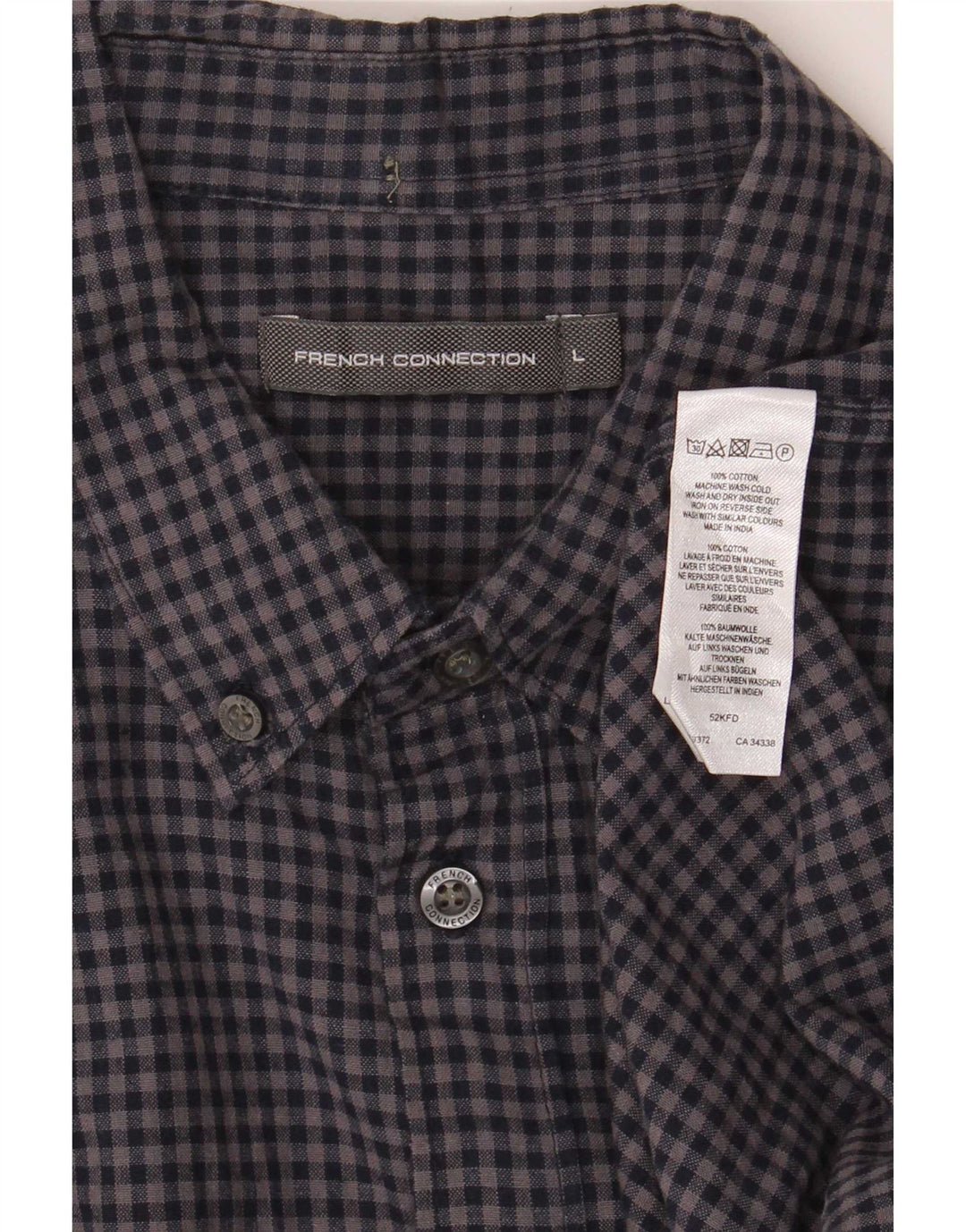 French Connection Herren-Flanellhemd, groß, marineblau, Gingham-Baumwolle