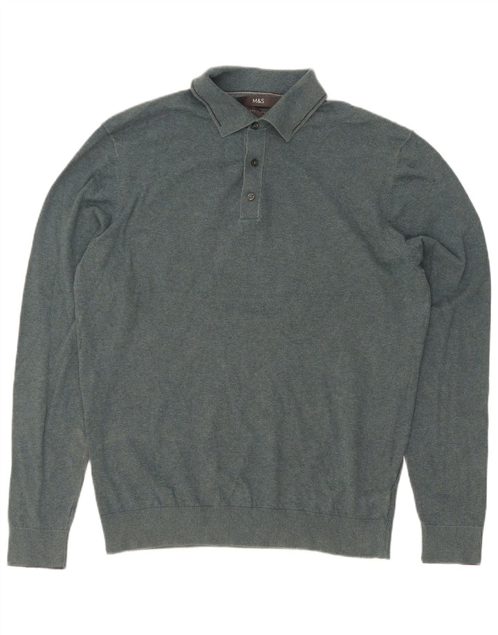 Marks & Spencer Herren Rollkragenpullover aus mittelgrüner Baumwolle