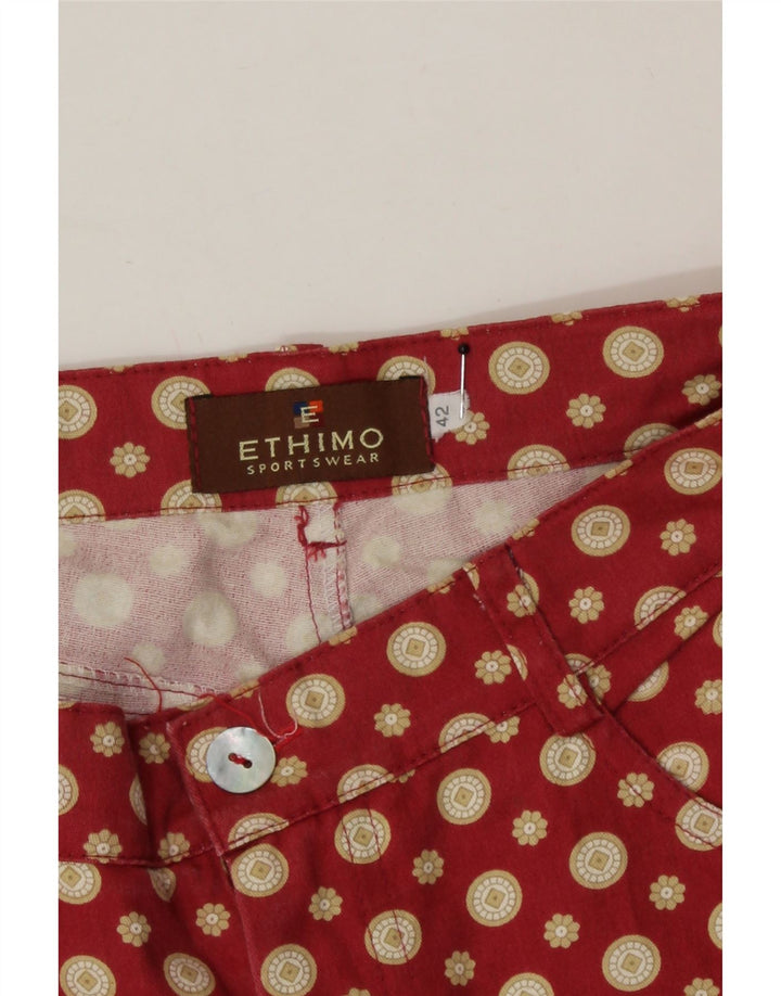 ETHIMO Womens Straight Casual Trousers IT 42 Medium W28 L28 Red Floral Vintage Ethimo and Second-Hand Ethimo from Messina Hembry 