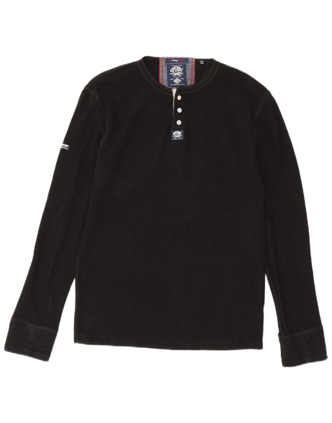 SUPERDRY Herren Heritage Top Langarm XL Schwarz Baumwolle