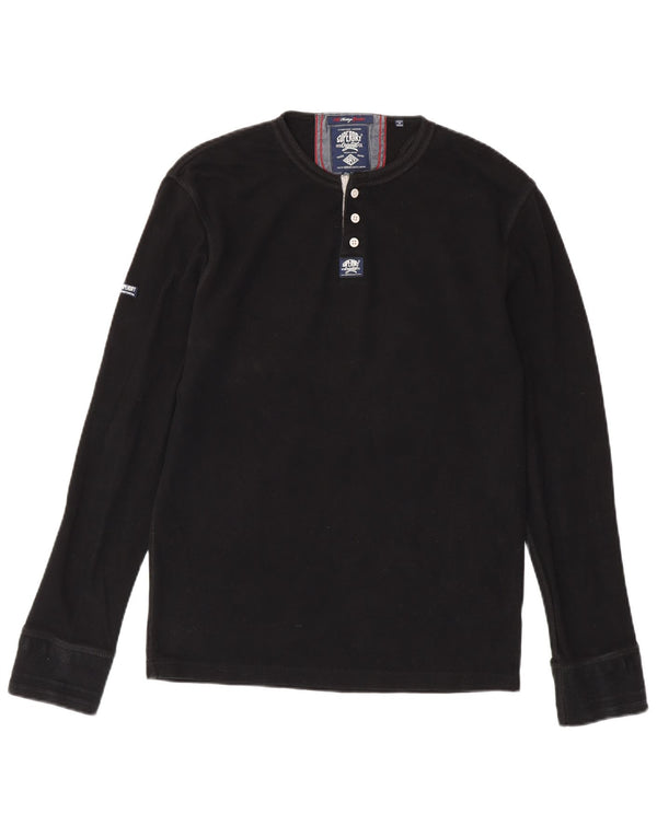 SUPERDRY Herren Heritage Top Langarm XL Schwarz Baumwolle