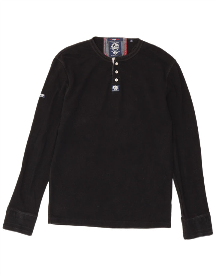 SUPERDRY Herren Heritage Top Langarm XL Schwarz Baumwolle