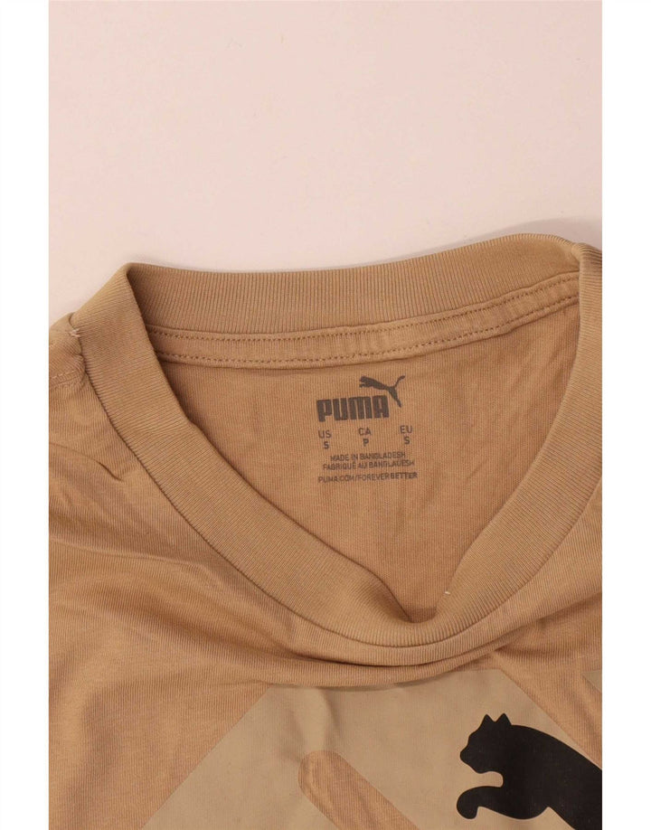 Puma Herren Grafik T-Shirt Top Small Beige Baumwolle