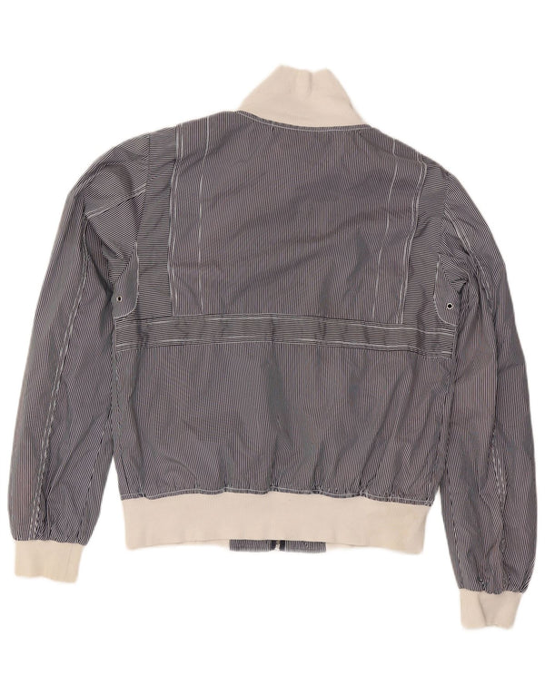 Diesel Damen Bomberjacke UK 16 Large Marineblau Nadelstreifen Polyester