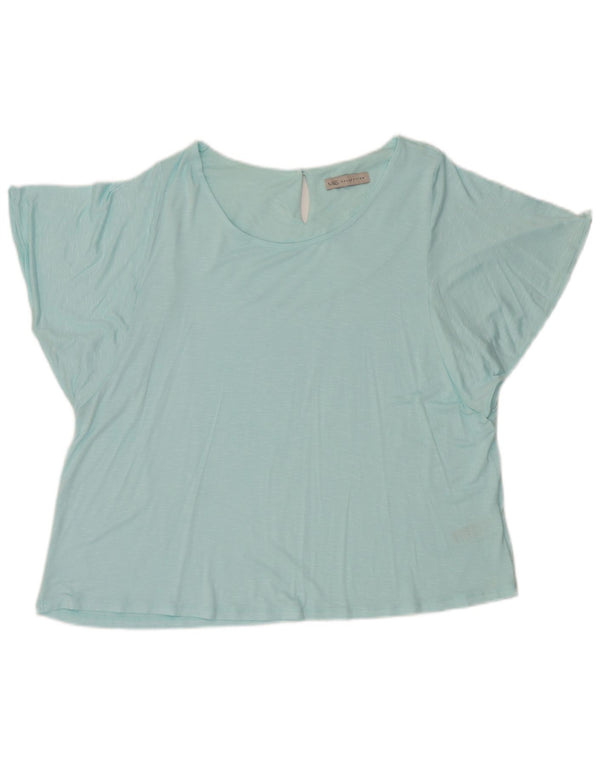 Marks & Spencer Damen Bluse Top UK 20 2XL Blau gefleckte Viskose
