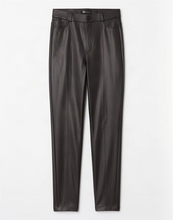 Zara Skinny-Hose aus Kunstleder für Damen, mittelgroß, W28, L29, schwarzes Polyurethan
