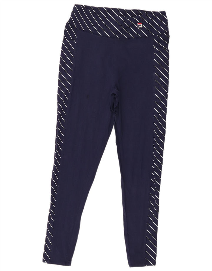 Fila Damen 2-teiliges Set UK 12 Mittelmarineblau gestreifte Baumwolle