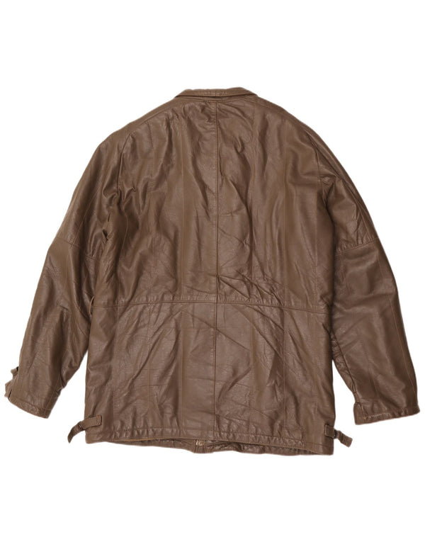 Vintage Herren Lederjacke IT 54 2XL Braun
