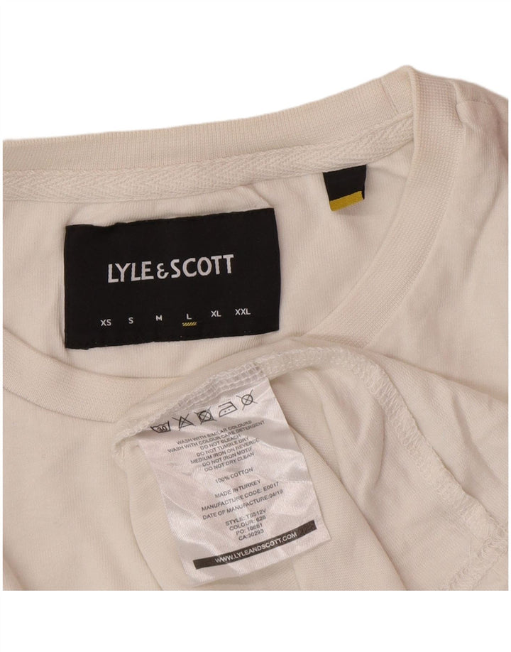 Lyle & Scott Herren-Oberteil, langärmelig, groß, weiße Baumwolle