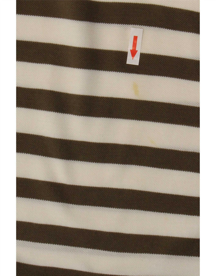 Massimo Dutti Herren-Poloshirt, groß, braun gestreift, Baumwolle