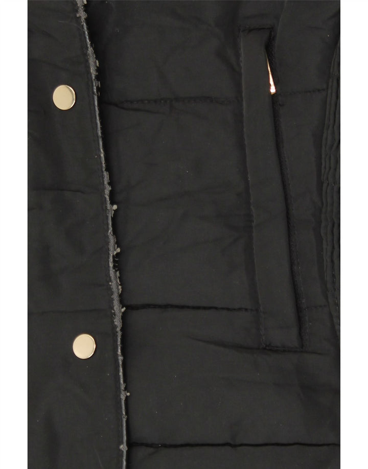 Zara Damen Wattierte Jacke UK 14 Large Schwarz