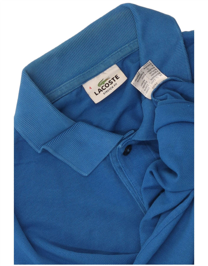 Lacoste Herren-Poloshirt, Größe 4, mittelblaue Baumwolle