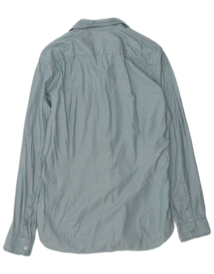 Ted Baker Herrenhemd Größe 3 Mittelblaue Baumwolle