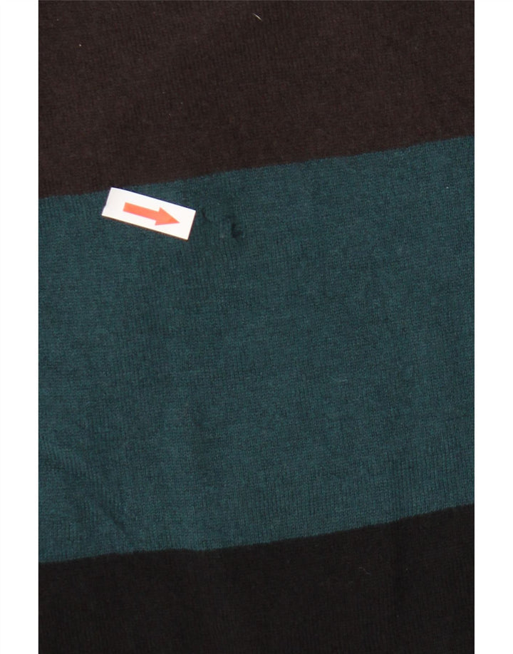 Zara Herren-Pullover mit U-Boot-Ausschnitt, mittelgroße, mehrfarbige Colourblock-Wolle