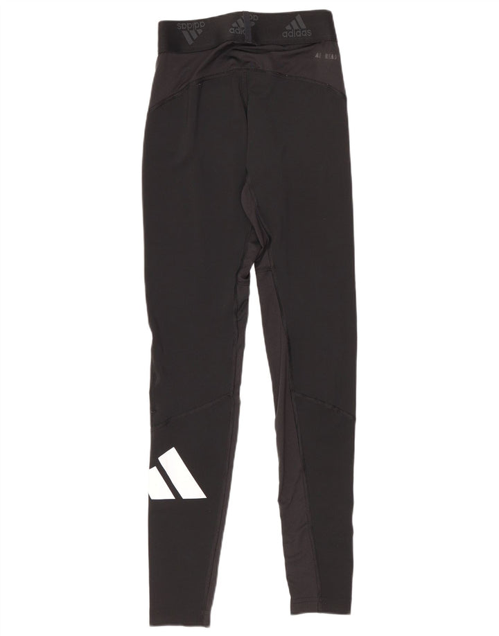 Adidas Damen Graphic Leggings UK 10 Small Schwarz Polyester