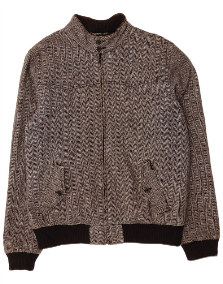 Carhartt Herren Bomberjacke UK 38 Mittelgraues Fischgrätenmuster aus Polyester