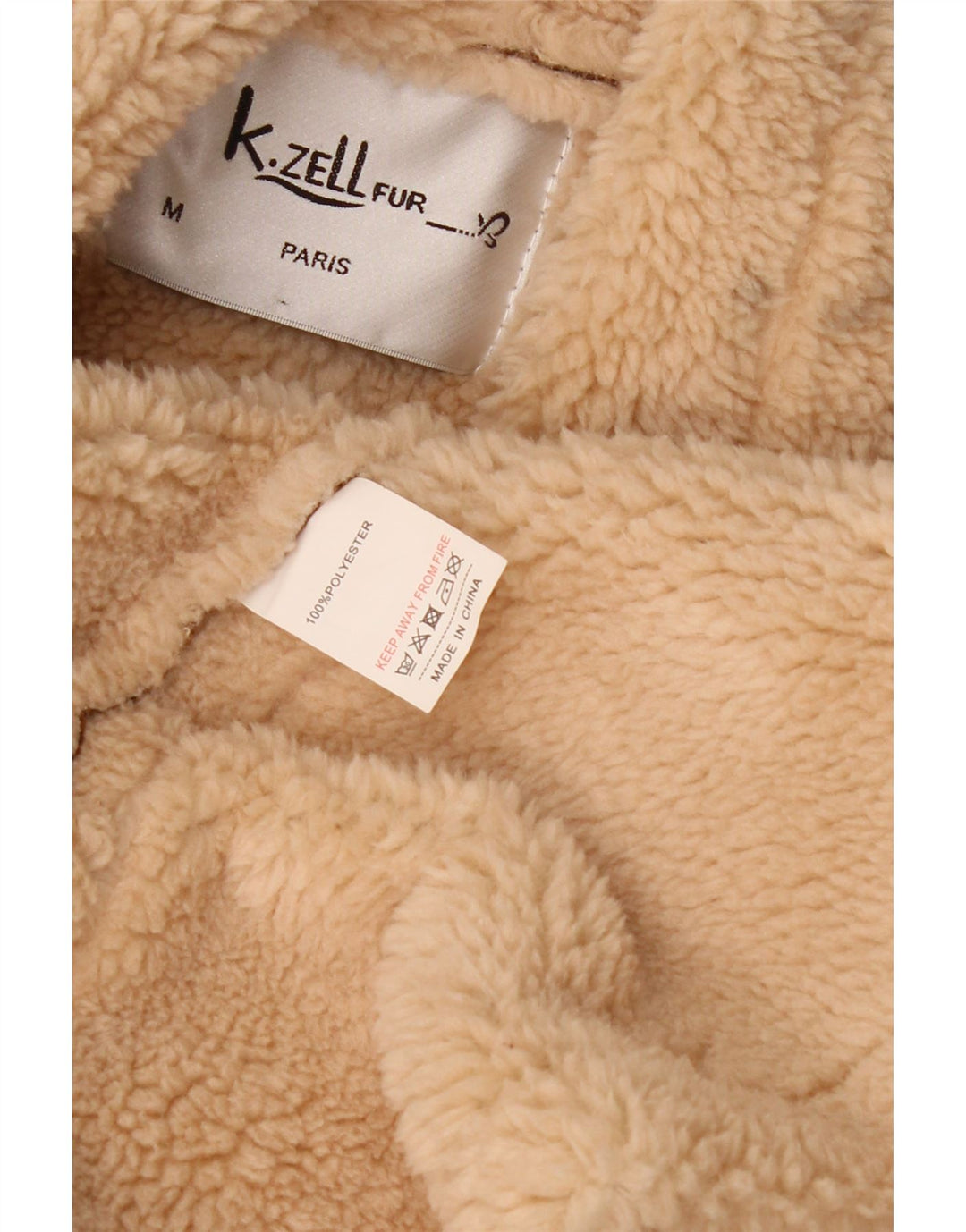 K. ZELL Womens Loose Fit Sherpa Overcoat UK 14 Mittelbraun Geometrisch