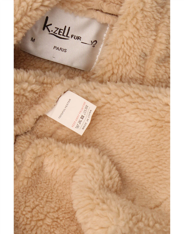 K. ZELL Womens Loose Fit Sherpa Overcoat UK 14 Mittelbraun Geometrisch