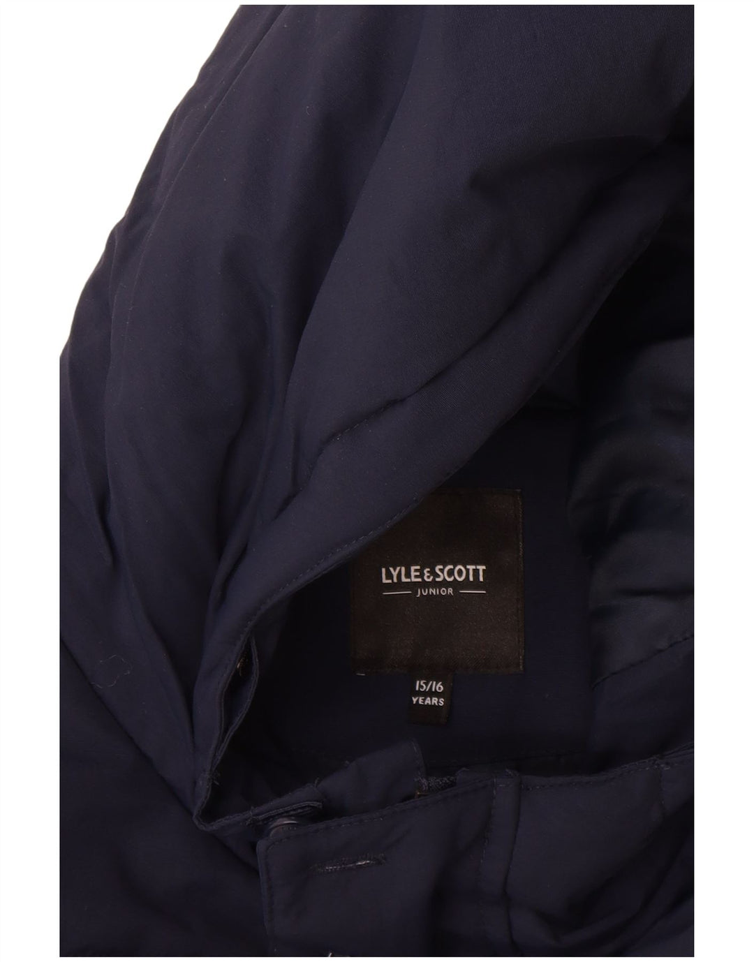 Lyle & Scott Wattierte Jungenjacke mit Kapuze, 15–16 Jahre, Marineblau, Polyamid