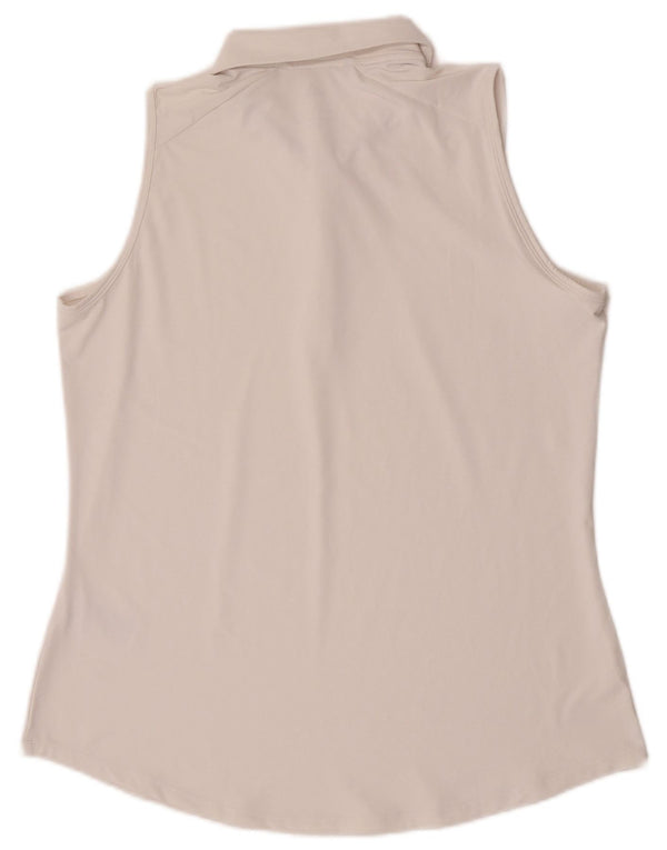 Adidas Damen Ärmelloses Poloshirt UK 16/18 Large Weiß Polyester