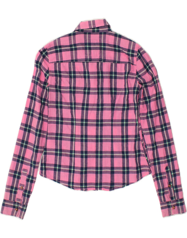 ABERCROMBIE & FITCH Mädchen-Hemd, 11–12 Jahre, mittelrosa, kariert, Baumwolle