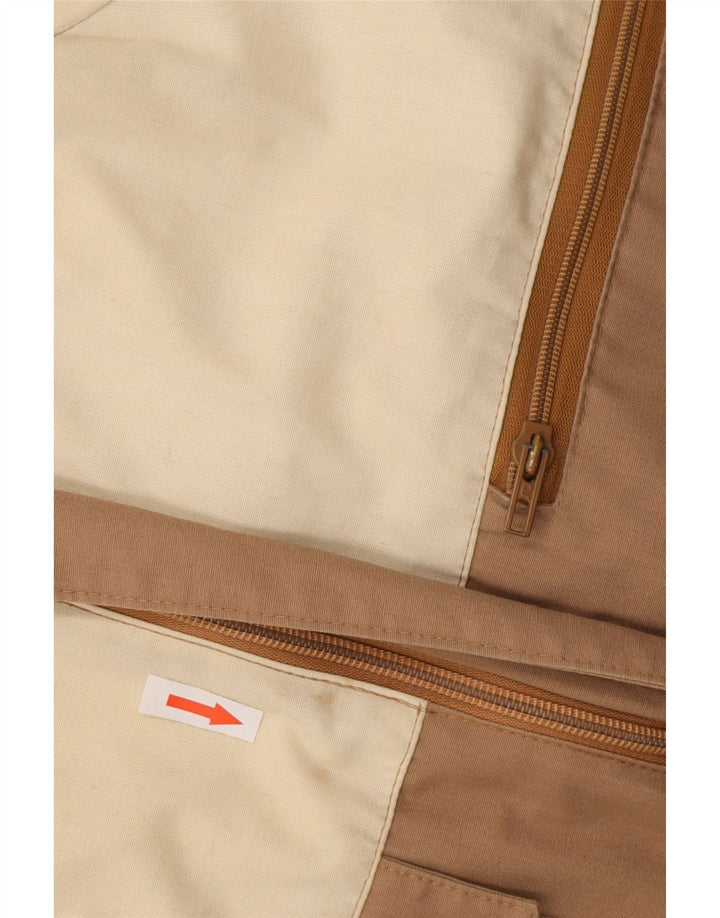 Vintage Herren-Windbreakerjacke mit Kapuze, Größe 46, klein, Beige, Farbblock