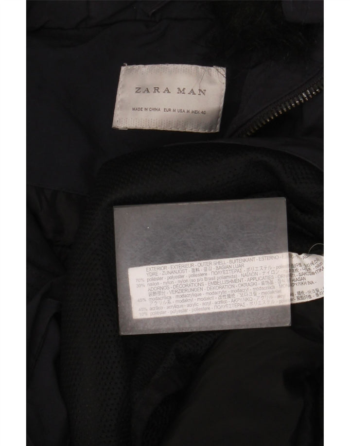 Zara Herren-Mantel mit Kapuze, gepolstert, UK 38, mittelmarineblau, Polyester