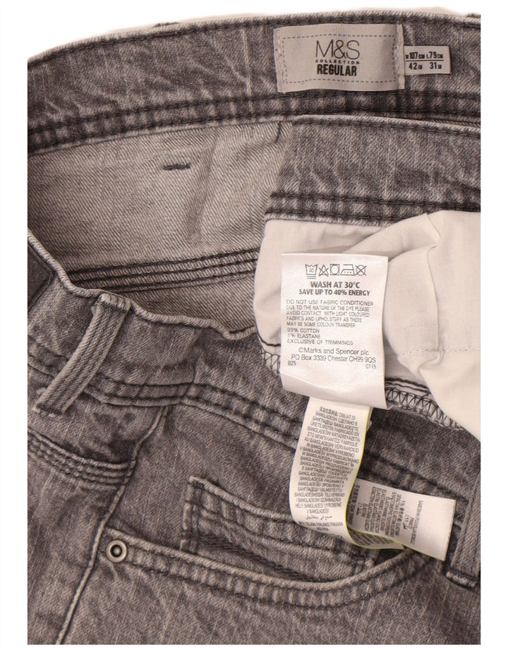 Marks & Spencer Herren-Jeans, reguläre Passform, gerade Passform, W42 L31, graue Baumwolle