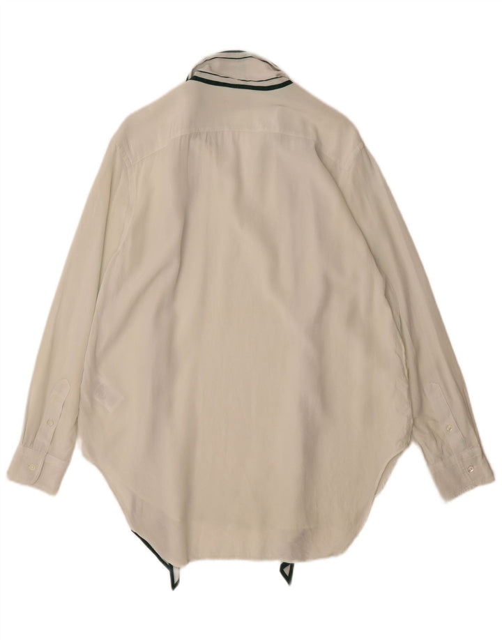 Polo Ralph Lauren Lang geschnittenes, übergroßes Pullover-Hemd für Damen, US 4 Small, Weiß