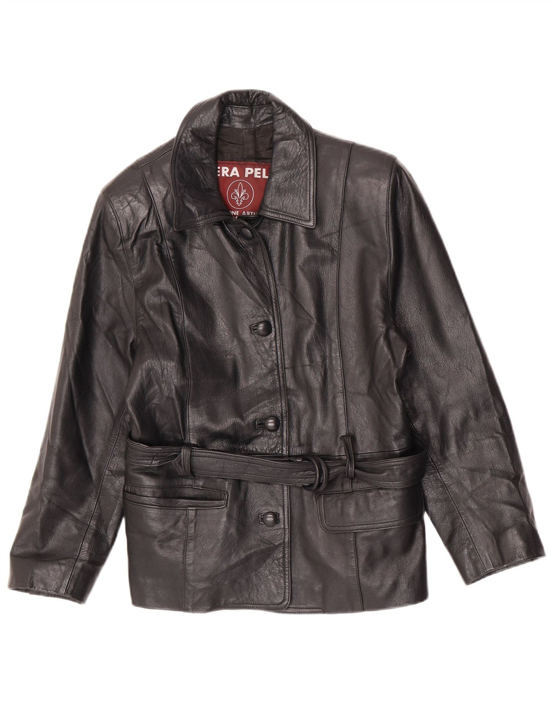 Lavorazione Artigianale Damen Lederjacke IT 44 Mittelschwarzes Leder