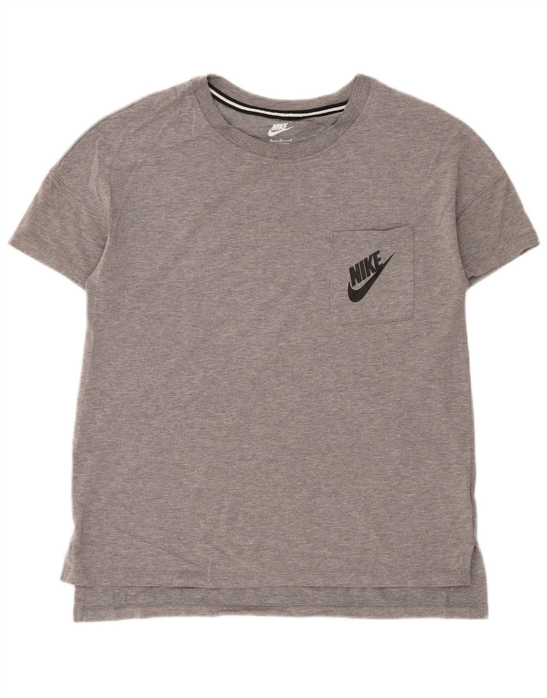 Nike Damen T-Shirt Top UK 14 Mittelgrau geflecktes Modal