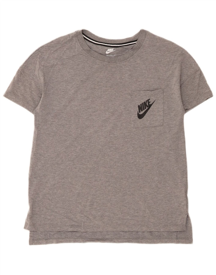 Nike Damen T-Shirt Top UK 14 Mittelgrau geflecktes Modal