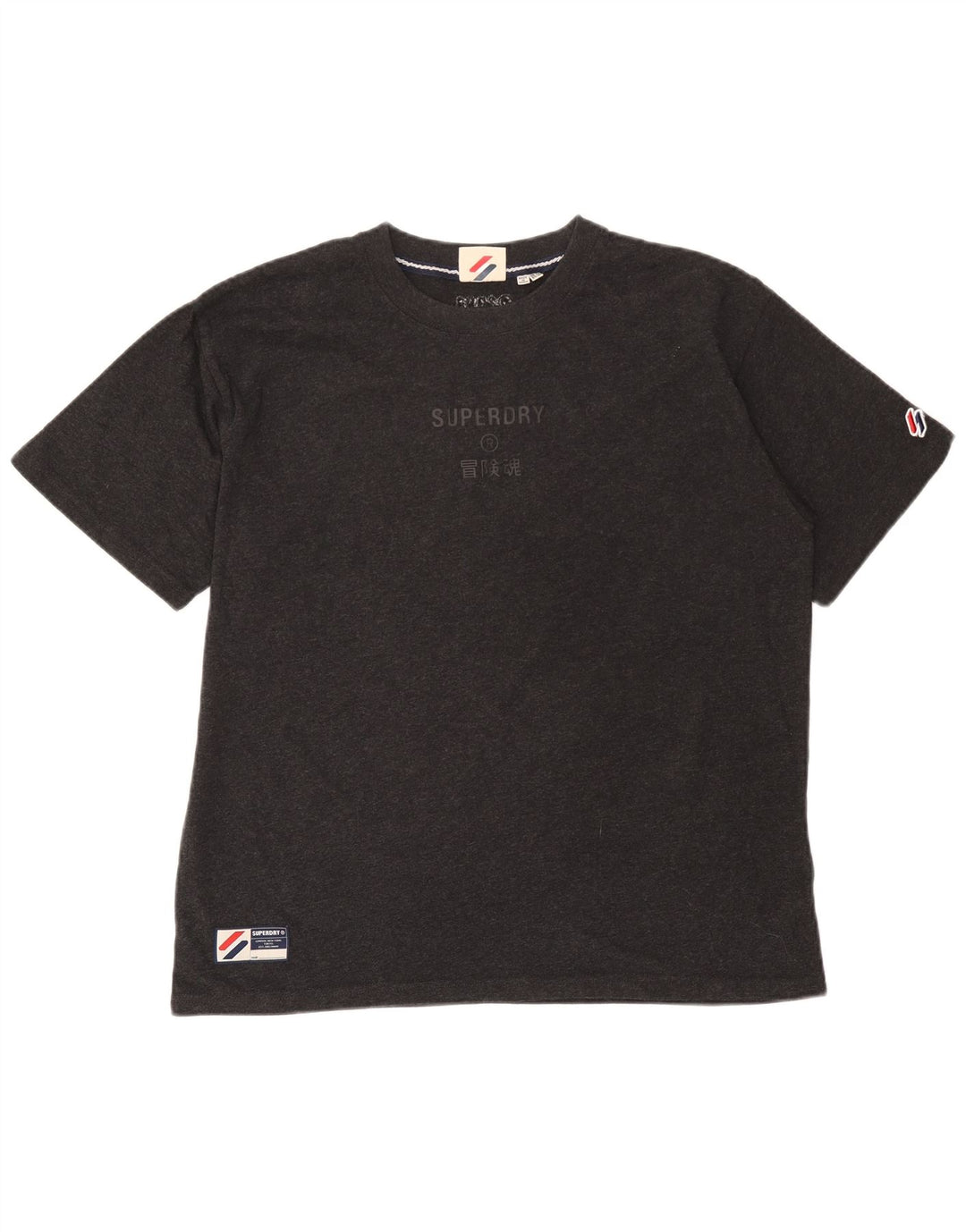 Superdry Damen Grafik-T-Shirt-Oberteil UK 14 Large Grau Baumwolle