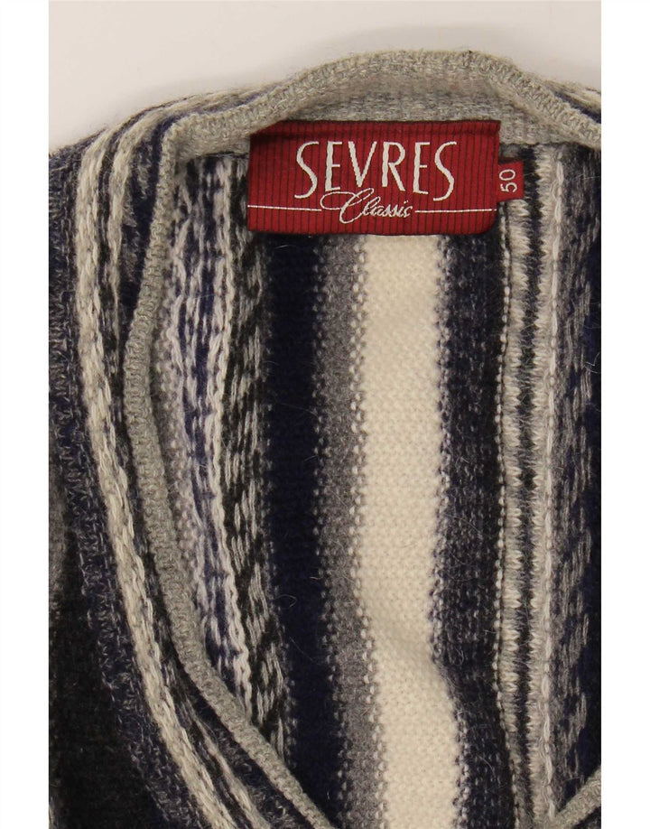 Sevres Herren-Pullover mit V-Ausschnitt IT 50 Medium Mehrfarbig gestreift