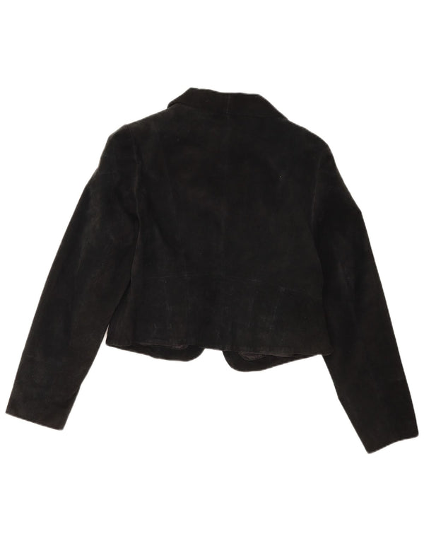 Vintage Damen Wildleder Bolero Jacke IT 40 Small Schwarz