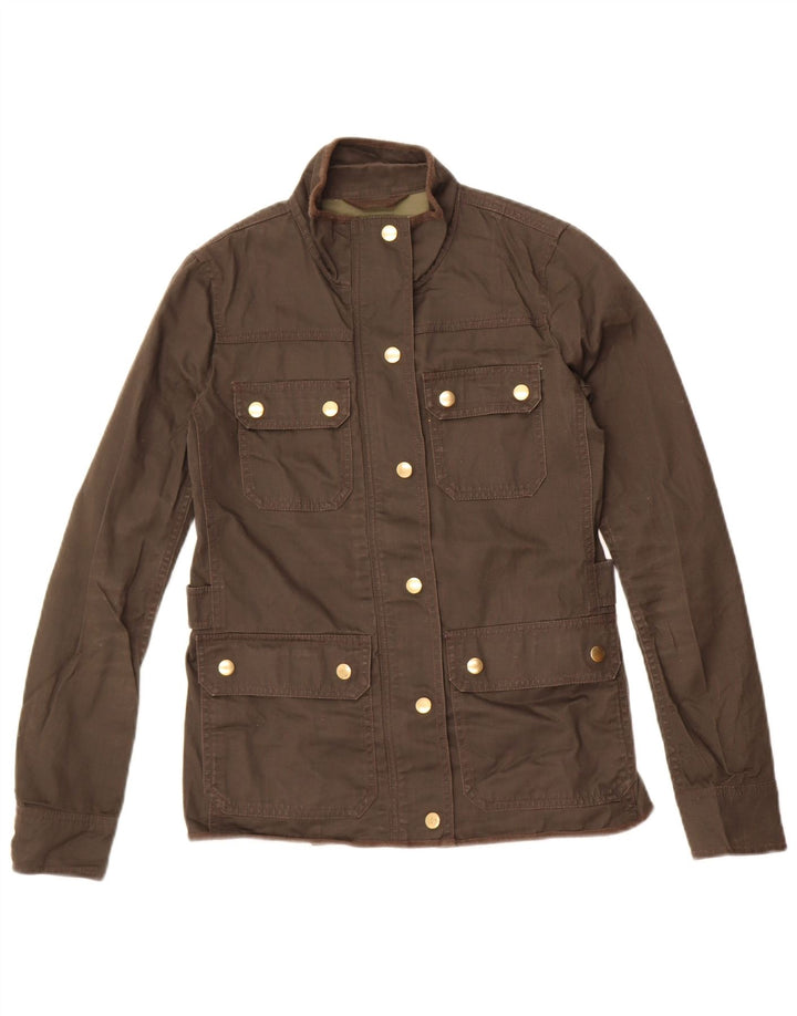 J. Crew Damen Utility-Jacke UK 2 2XS Khaki Baumwolle