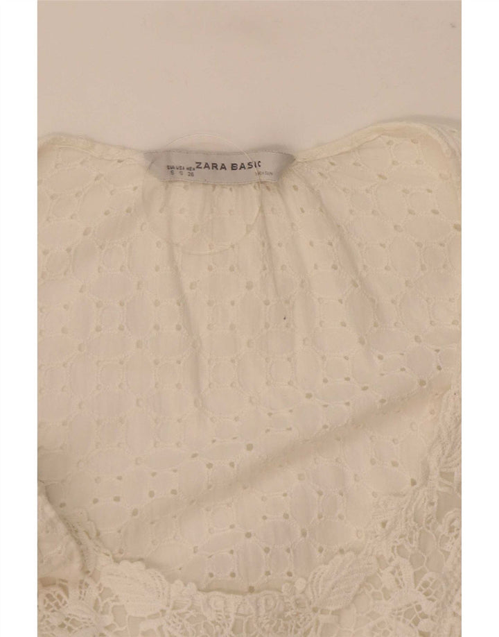 Zara Damen-Blusenoberteil mit 3/4-Ärmeln, UK-Größe 40, Größe S, Weiß