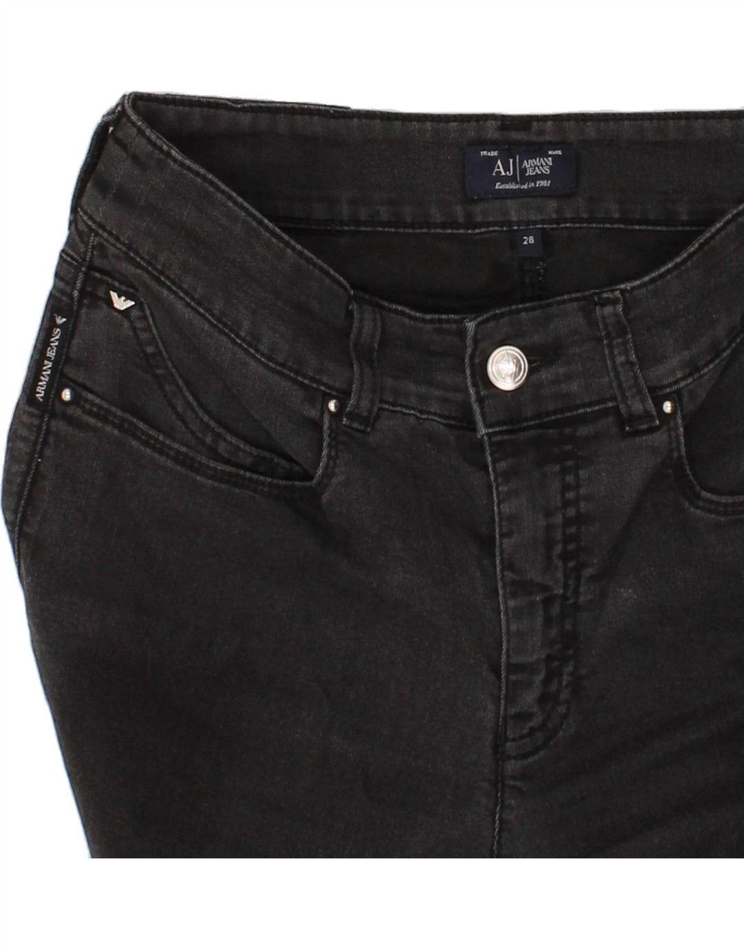 ARMANI Womens Slim Jeans W28 L28 Black Cotton Vintage Armani and Second-Hand Armani from Messina Hembry 