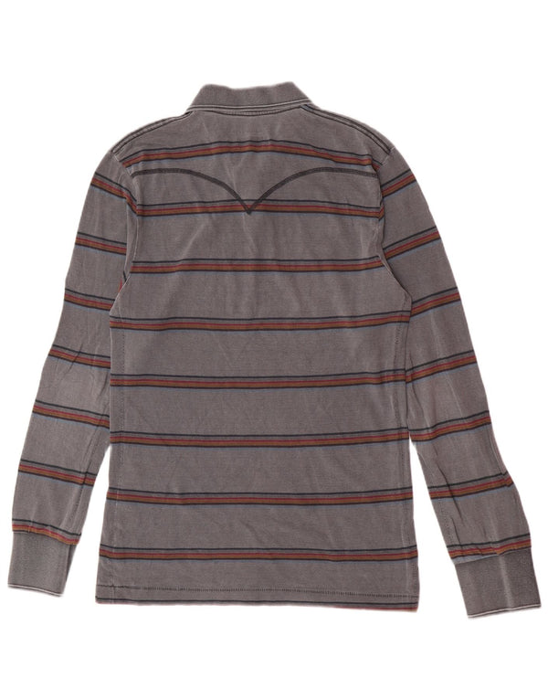 Levi's Herren-Poloshirt mit langen Ärmeln, groß, grau gestreift, Baumwolle