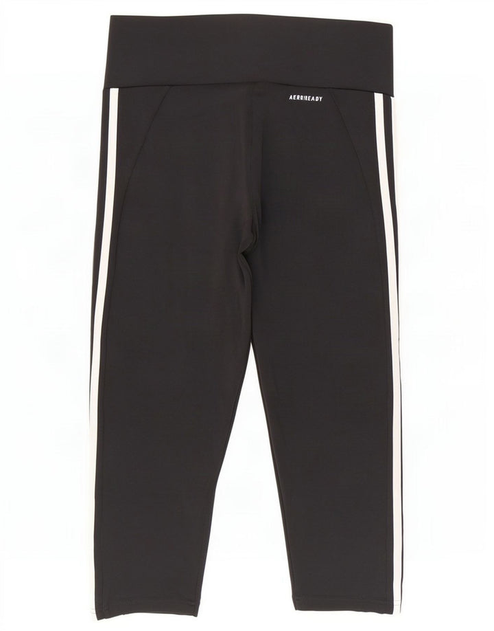 Adidas Damen Aeroready Capri Leggings UK 8/10 Small Schwarz Polyester