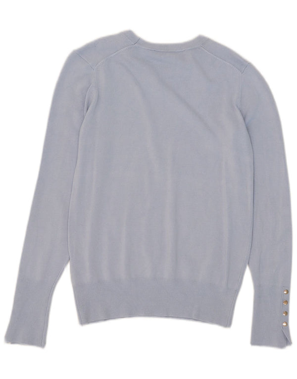 Zara Damen-Pullover mit U-Boot-Ausschnitt, UK 12, mittelblaue Viskose